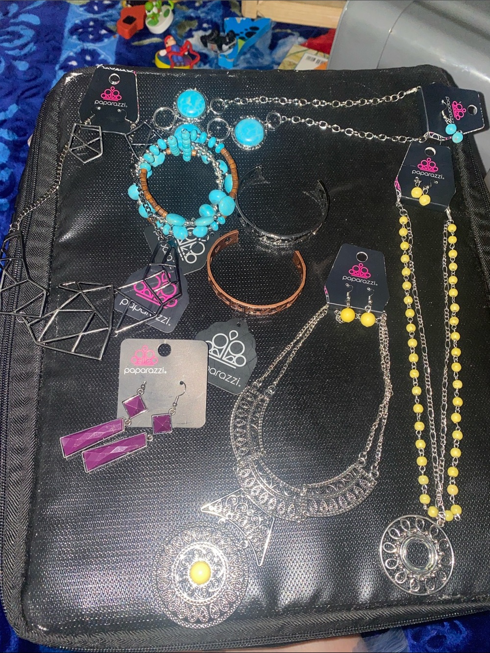 paparazzi Turquoise and Yellow Mixed Jewelry Set with Purple Accents